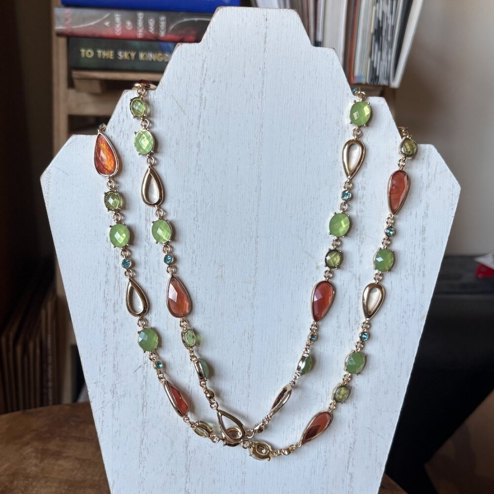 Long Multicolored Crystal Goldtone Necklace by Anne Klein